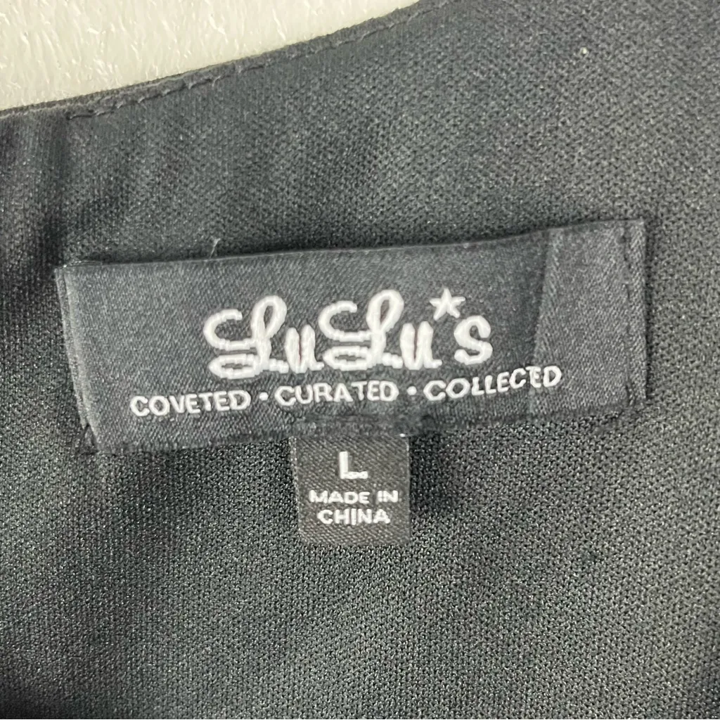 LULUS Leader Black Mesh Long Sleeves around Neckline Skater Dress, Size Large - Image 3