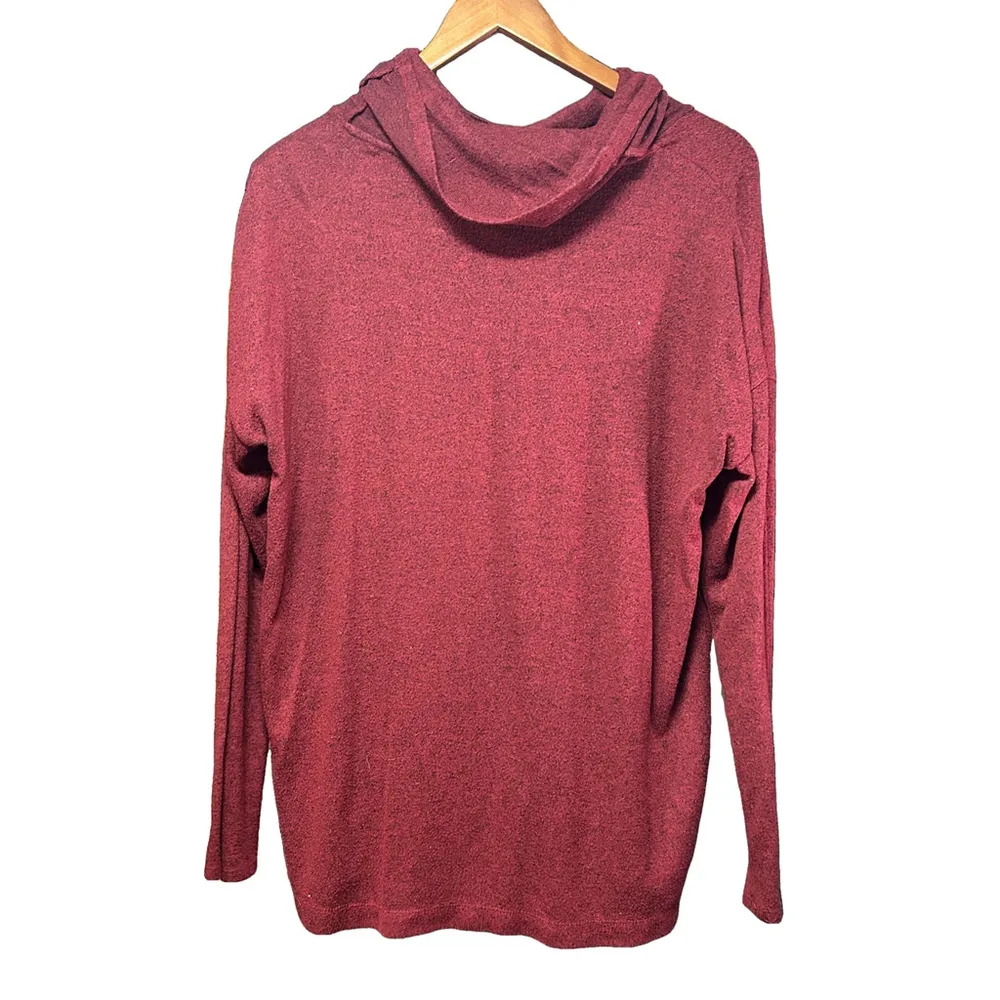 Retrology Burgundy Asymmetrical Cowl Neck Sweater Size M - Image 3