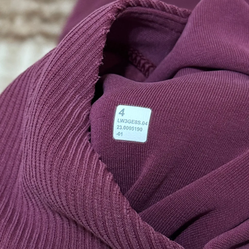 Lululemon  Brushed Softstreme Ribbed Half Zip Pullover Size 4 Sweater deep lush - Image 6