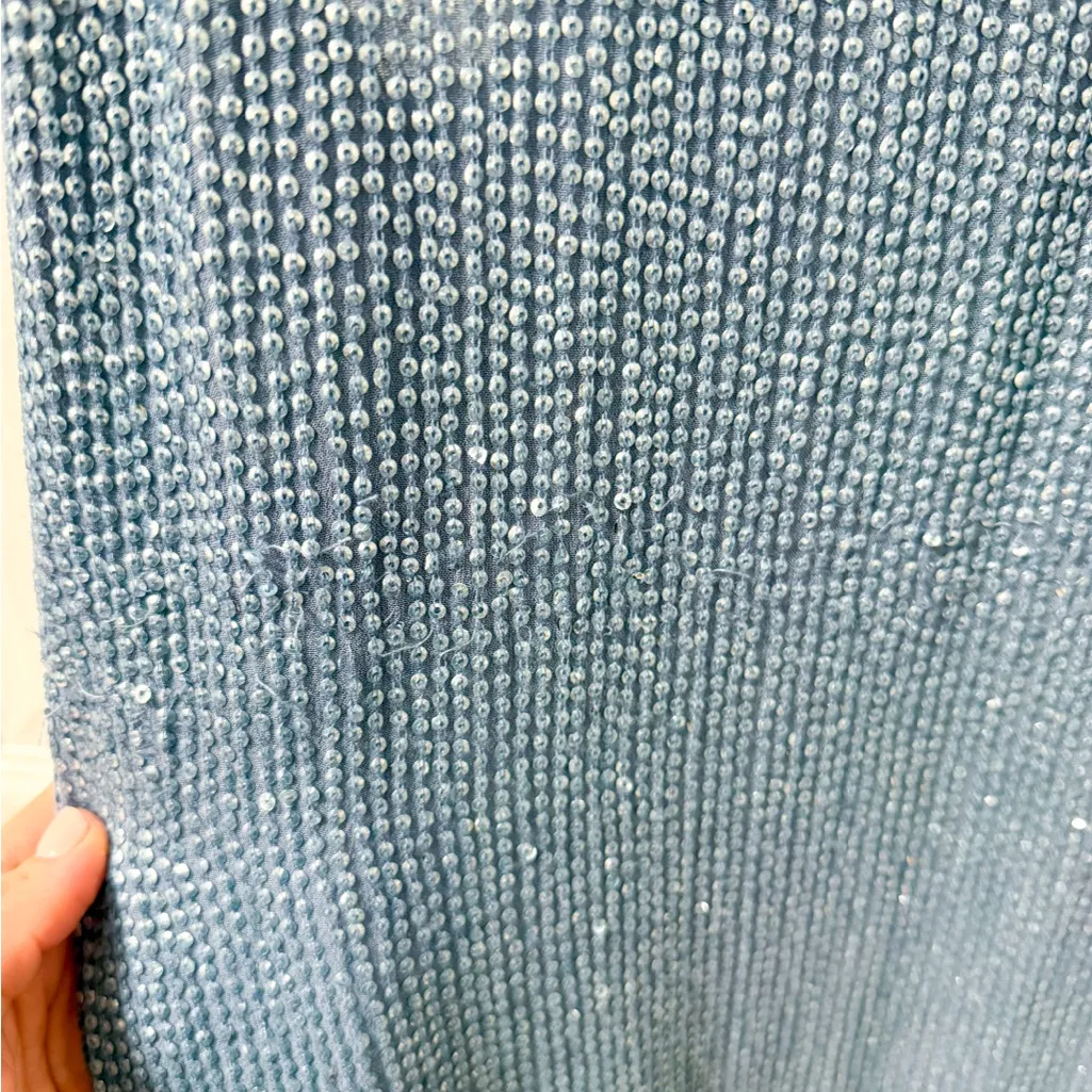 Revolve sequin embellished light baby blue mini dress swing shift party club night - Image 3