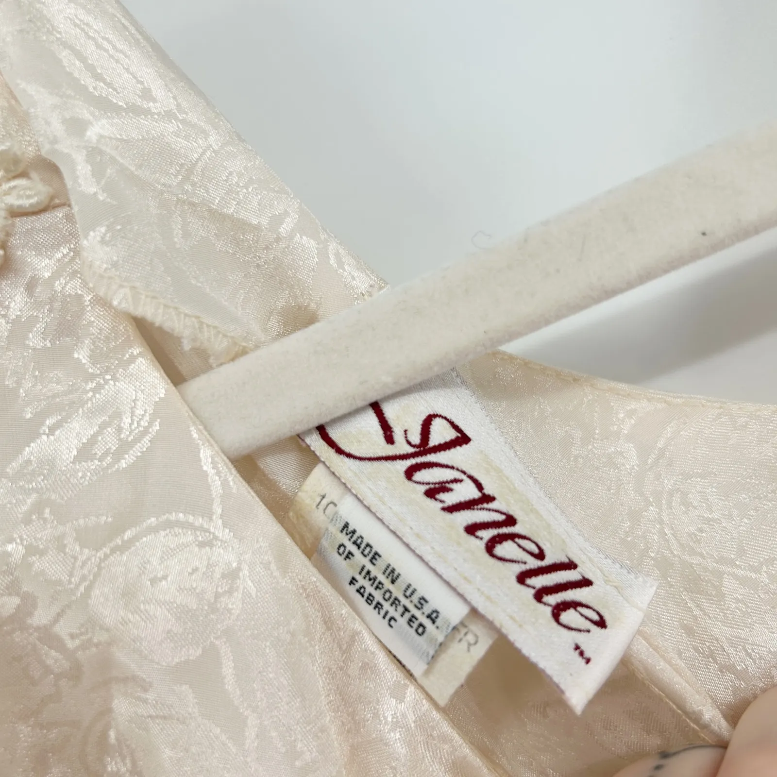 Janelle Womens Romantic Cottage Vintage 80s Ivory Jacquard Formal Dress Size 5/6 - Image 7