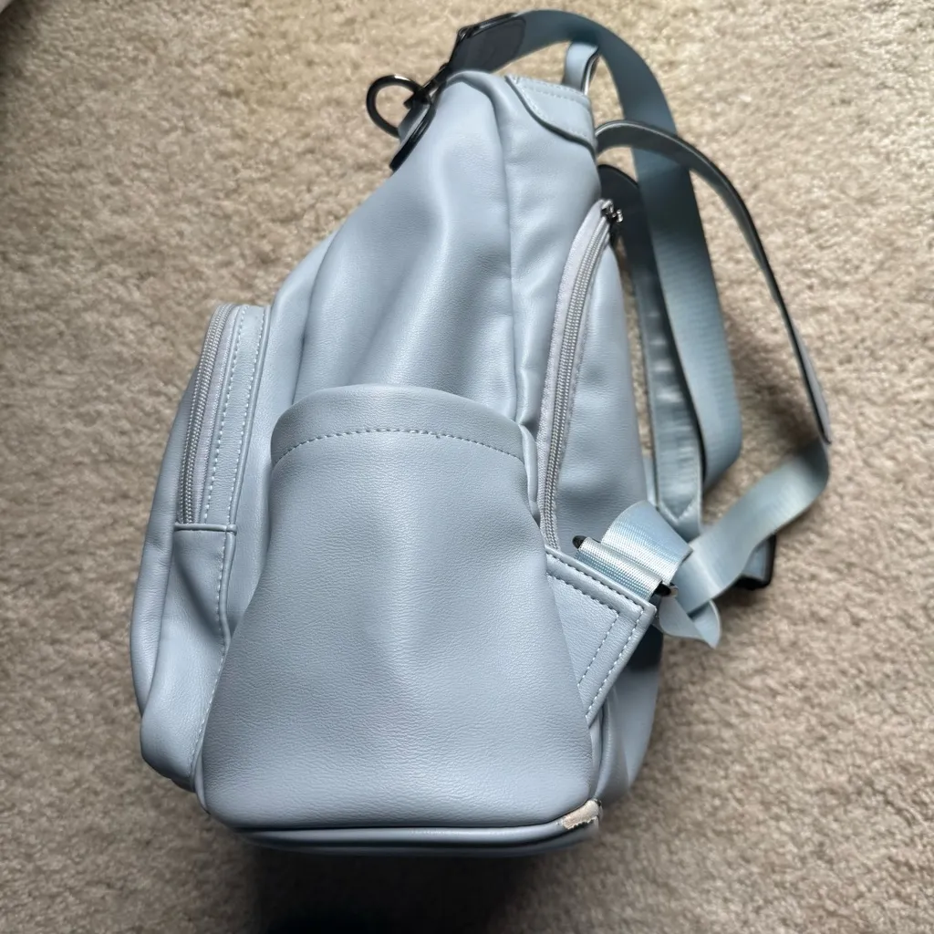 Telena Blue Casual Backpack with Leather - Image 3