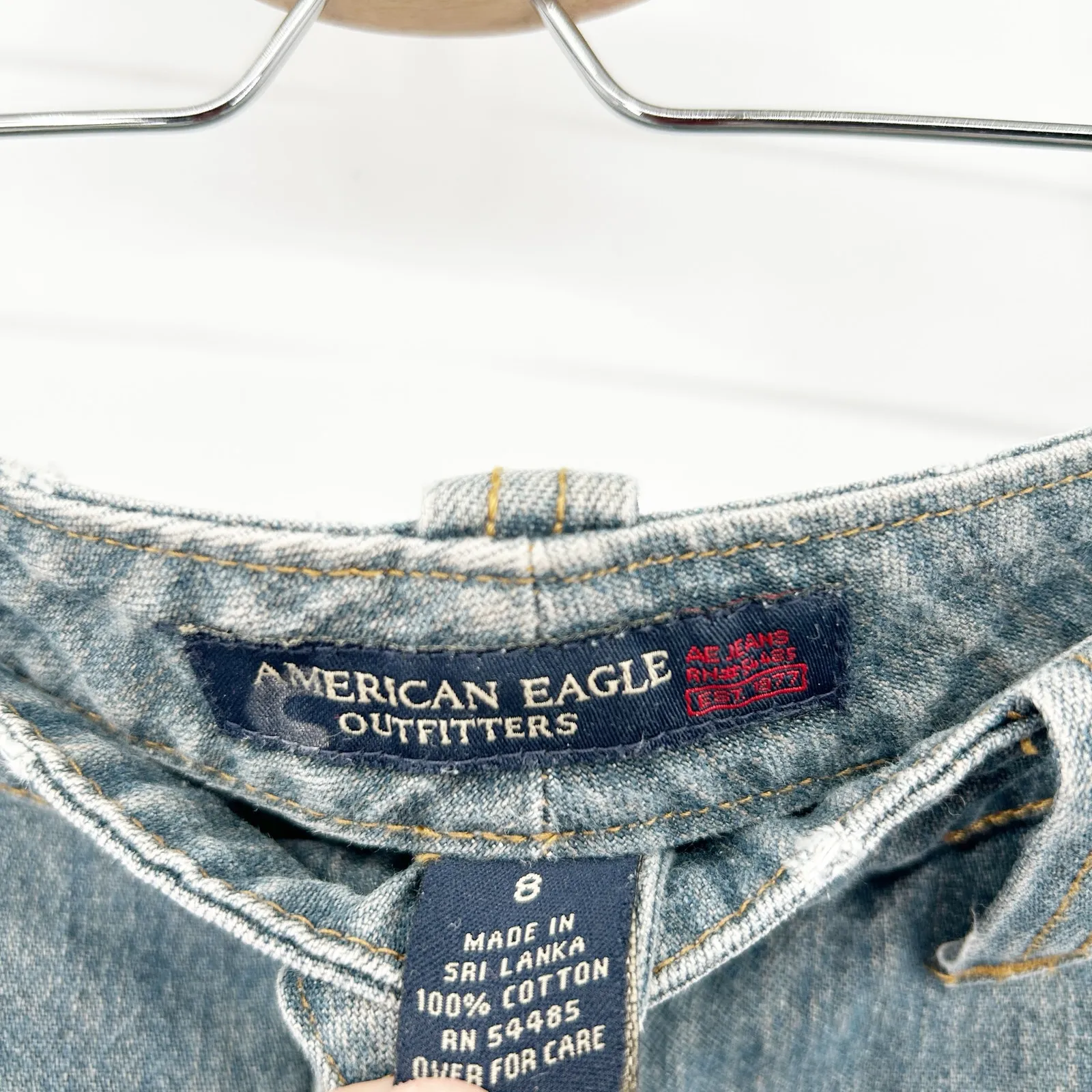 American Eagle Outfitters Womens Y2K Preppy Cinch Back Denim Mini Skirt Size‎ 8 - Image 5