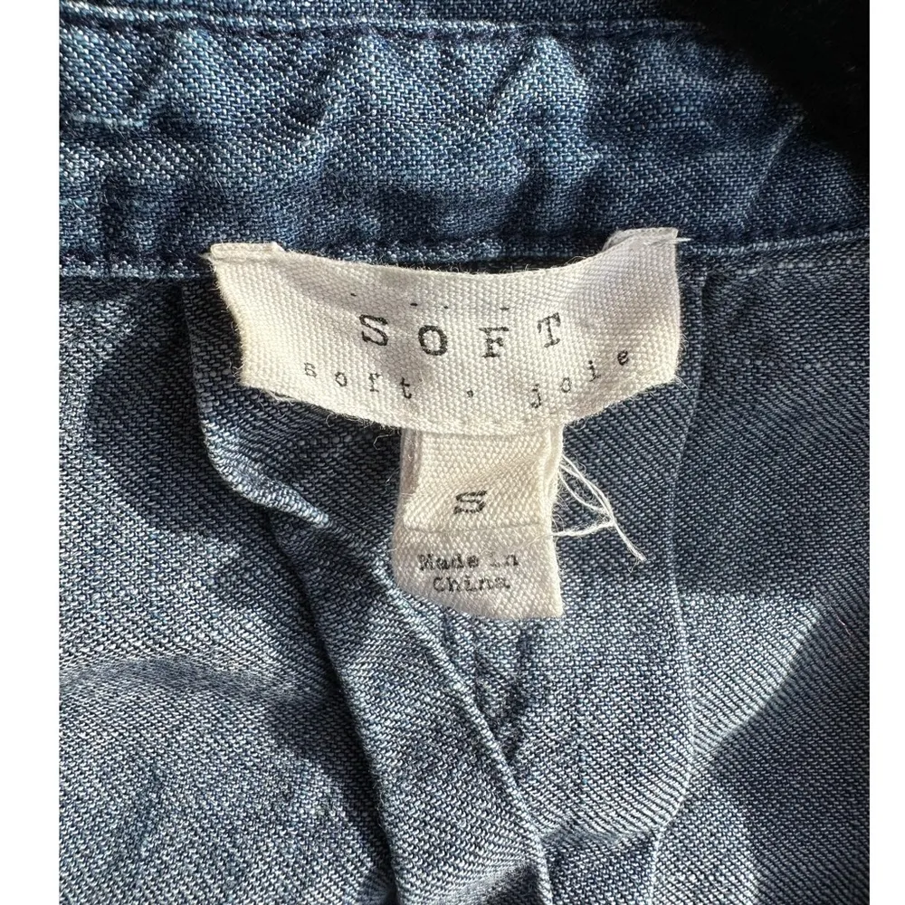 Soft Joie Sorenne Chambray Denim Elastic Drop Waist Button Front Shirt Dress S - Image 4