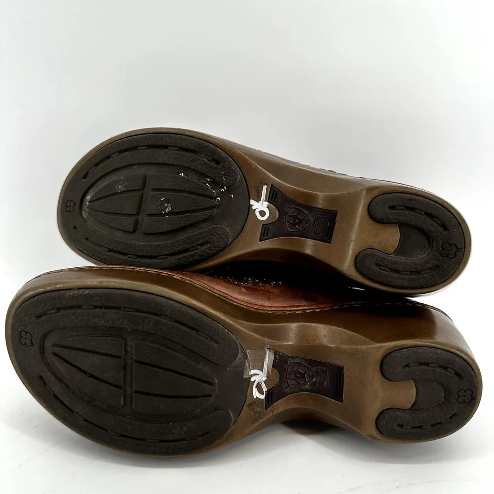 Ariat Strathmore Clogs Studded Slip On Heeled Round Toe Leather Brown 9.5 - Image 8