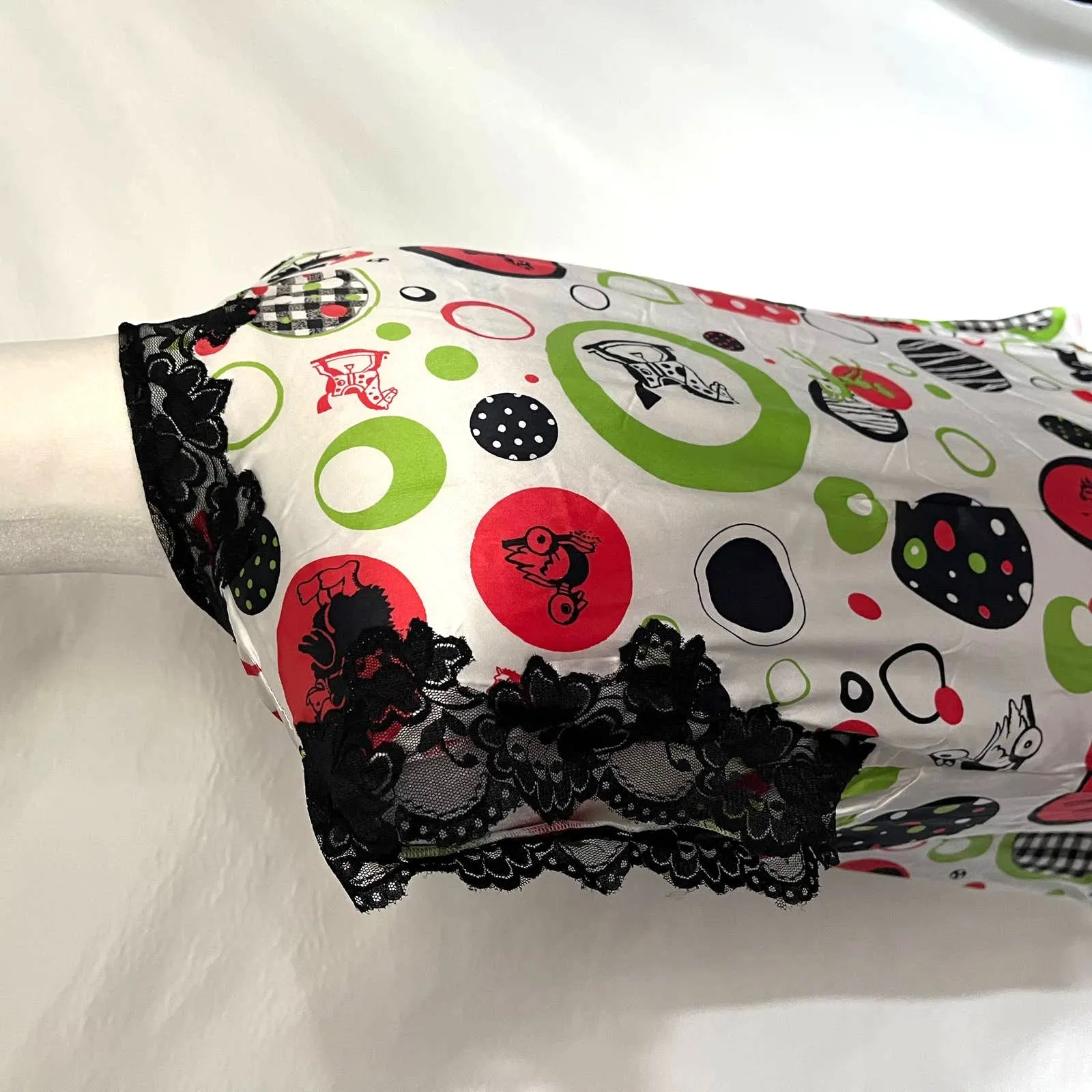 Lulu & Red 100% Silk WHhimsigoth Womens Top 8 Lace Y2K Festival Indie Artsy Dot White Size undefined - Image 10