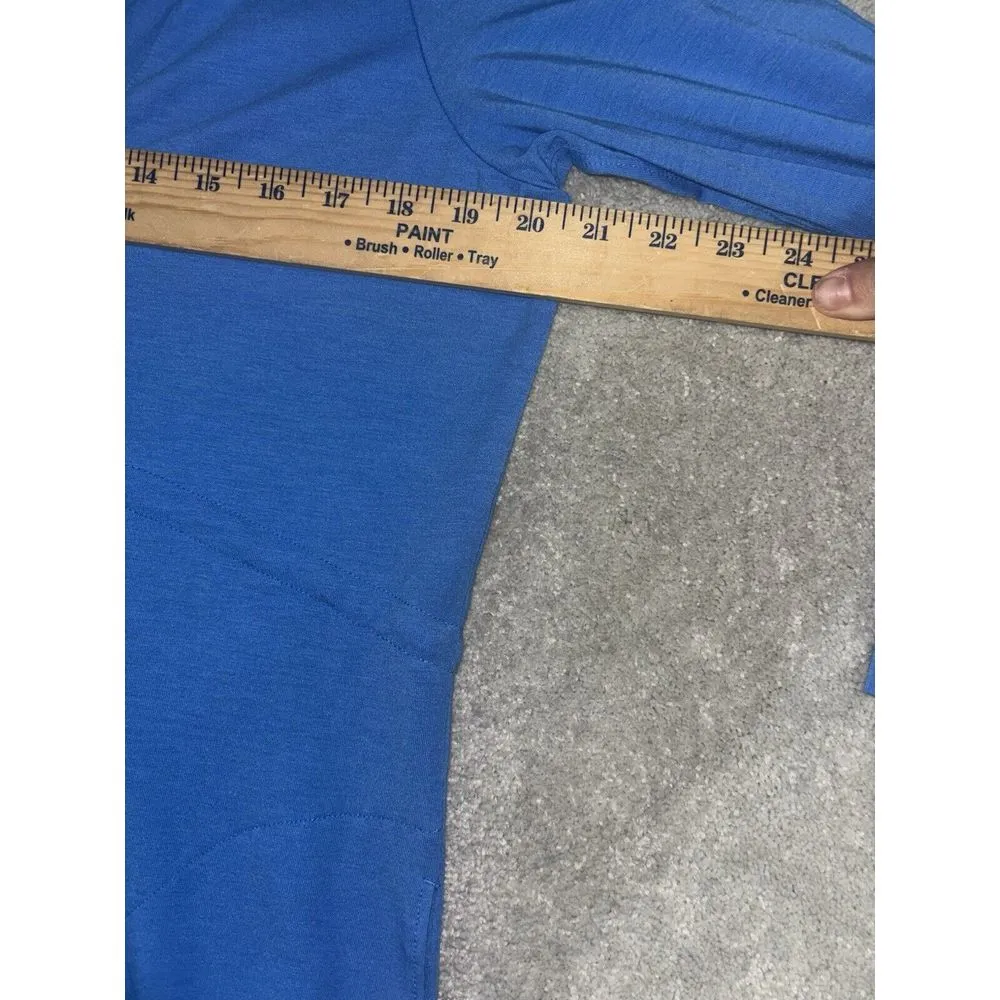 ll Bean Blue V Neck Draw String Dress‎ Pockets Split Hem EUC - Image 7