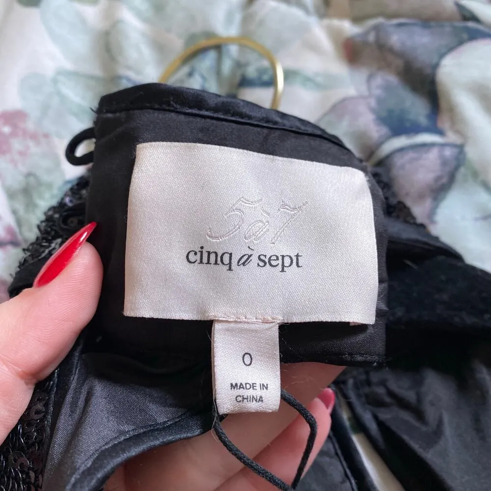 NWT CINQ A SEPT Shelby Jumpsuit Black Sequin Size 0 New Party Sexy Cocktail - Image 13