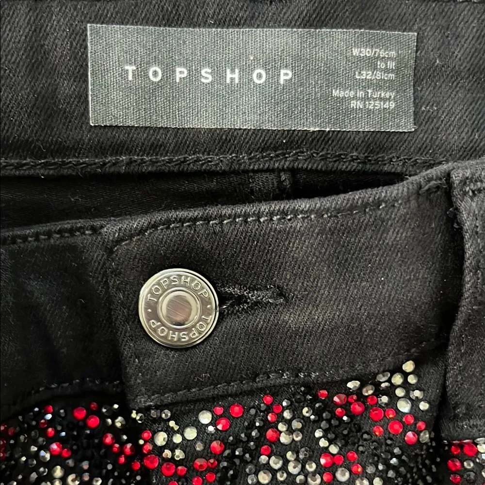 Topshop Jamie Snake Print Studded Jeans - Image 4