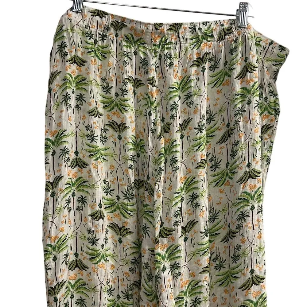 Old Navy Women's XXL Tropical Floral High Waist Wide-Leg Pants Side Slits - Image 10