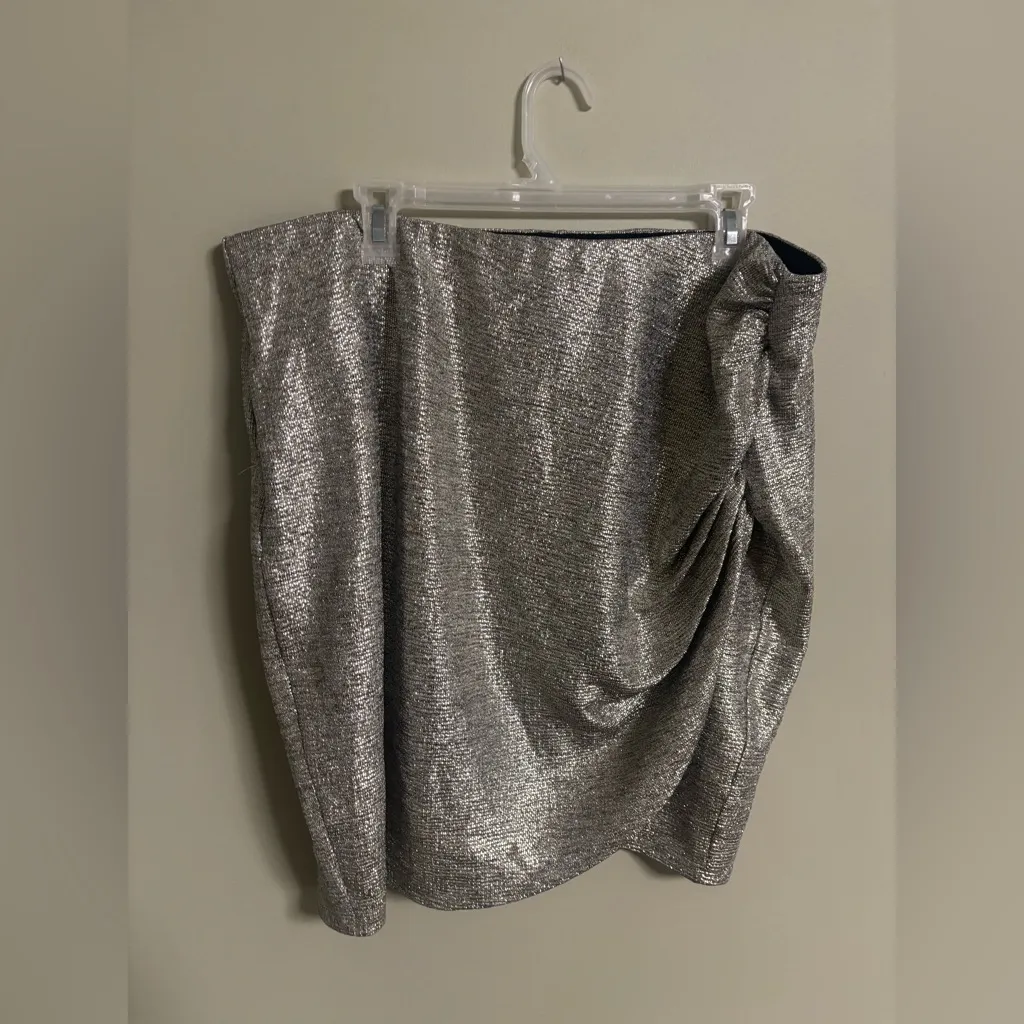 Torrid Mini Foil Knit Tulip Skirt Silver Elastic Waist Party Size 2X New Whimsy - Image 2