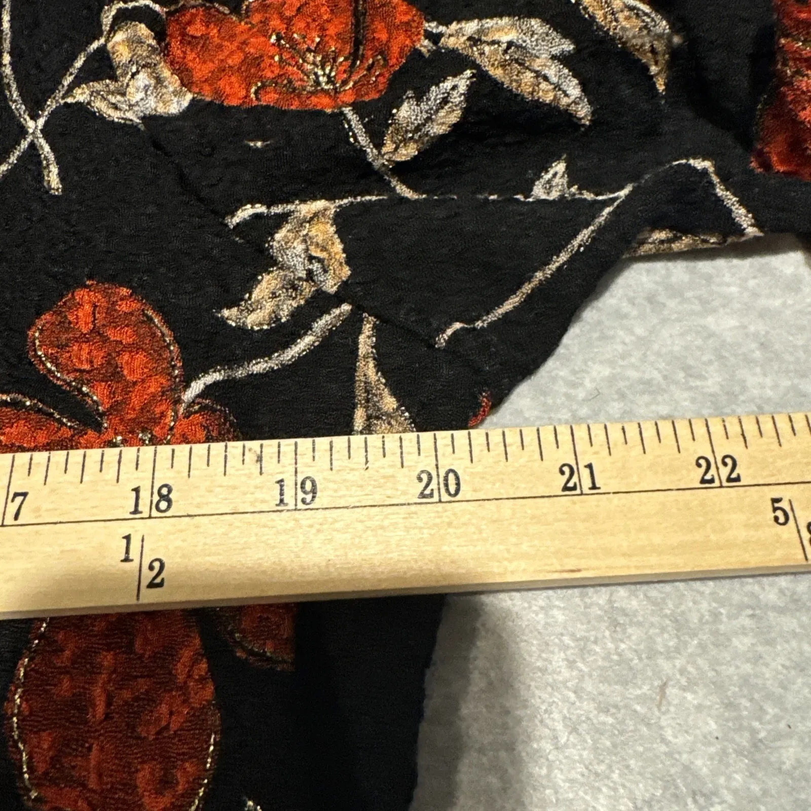 Vintage Notations Top Womens XL Black Red Flower Whimsigoth Vamp Fall Textured - Image 10