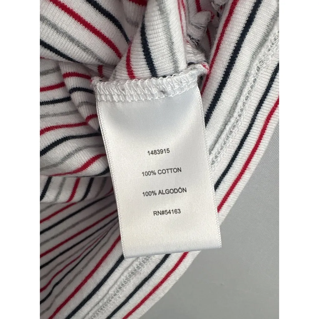 Tommy Hilfiger Womens Striped Crew Neck T-Shirt L/G 100% Cotton White/Red/Black - Image 6