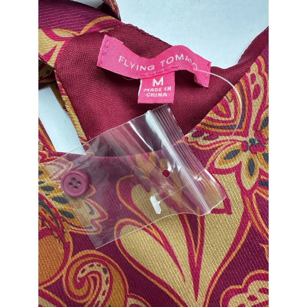 Flying Tomato Size Medium NWOT Paisley Maxi Dress Blouson Sleeves Hippie Retro - Image 14