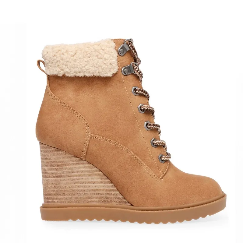 DV  Tan Sherman Lace Up Wedge Booties - Image 2