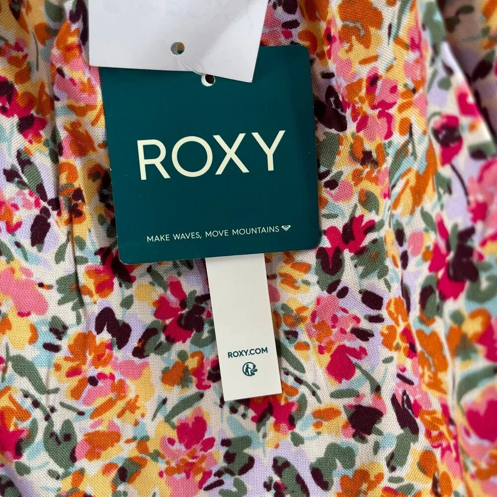 ROXY Romper Size Medium NWT Floral Off the Shoulder Another Day Printed Beach - Image 9