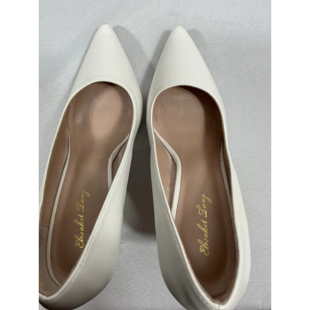 Womans Elisabet Tang Slip On Stiletto Pumps Size 6 White Pointed Toe - Image 7