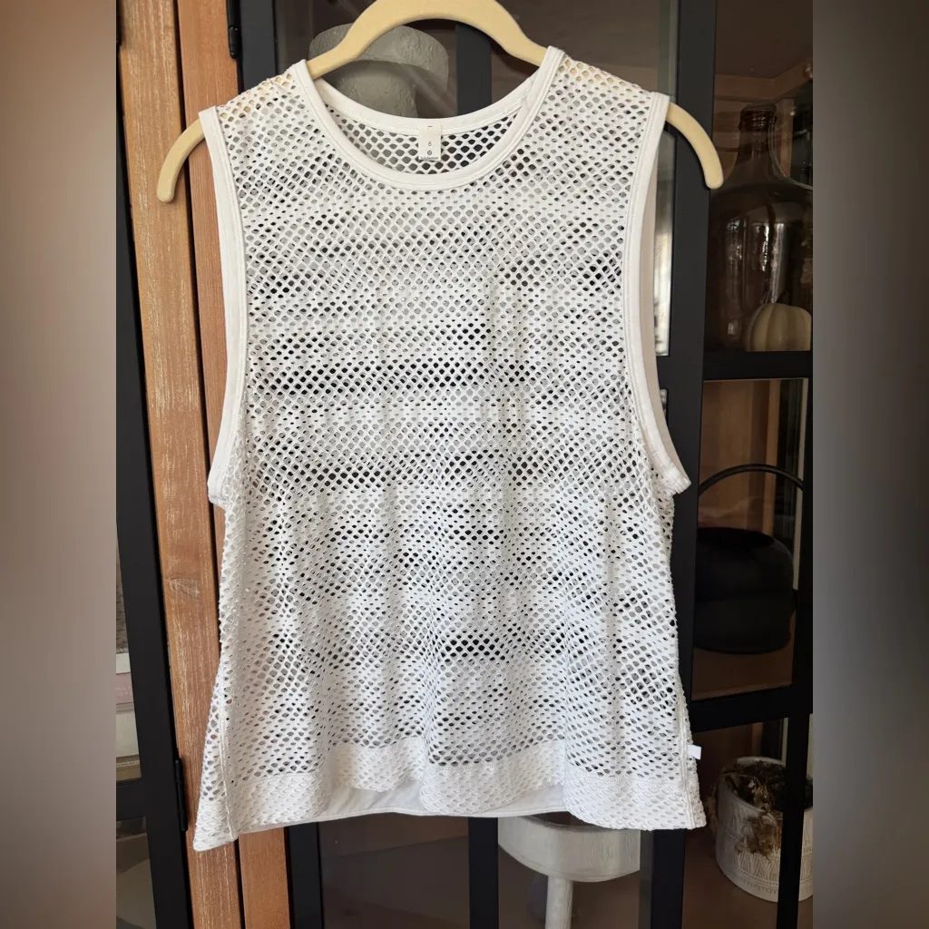Lululemon mesh tank top sweat your heart out sleeveless tee open see through - Image 7