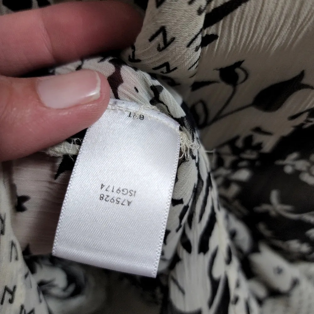 Susan Graver abstract floral sheer ruffle tunic blouse size small - Image 9