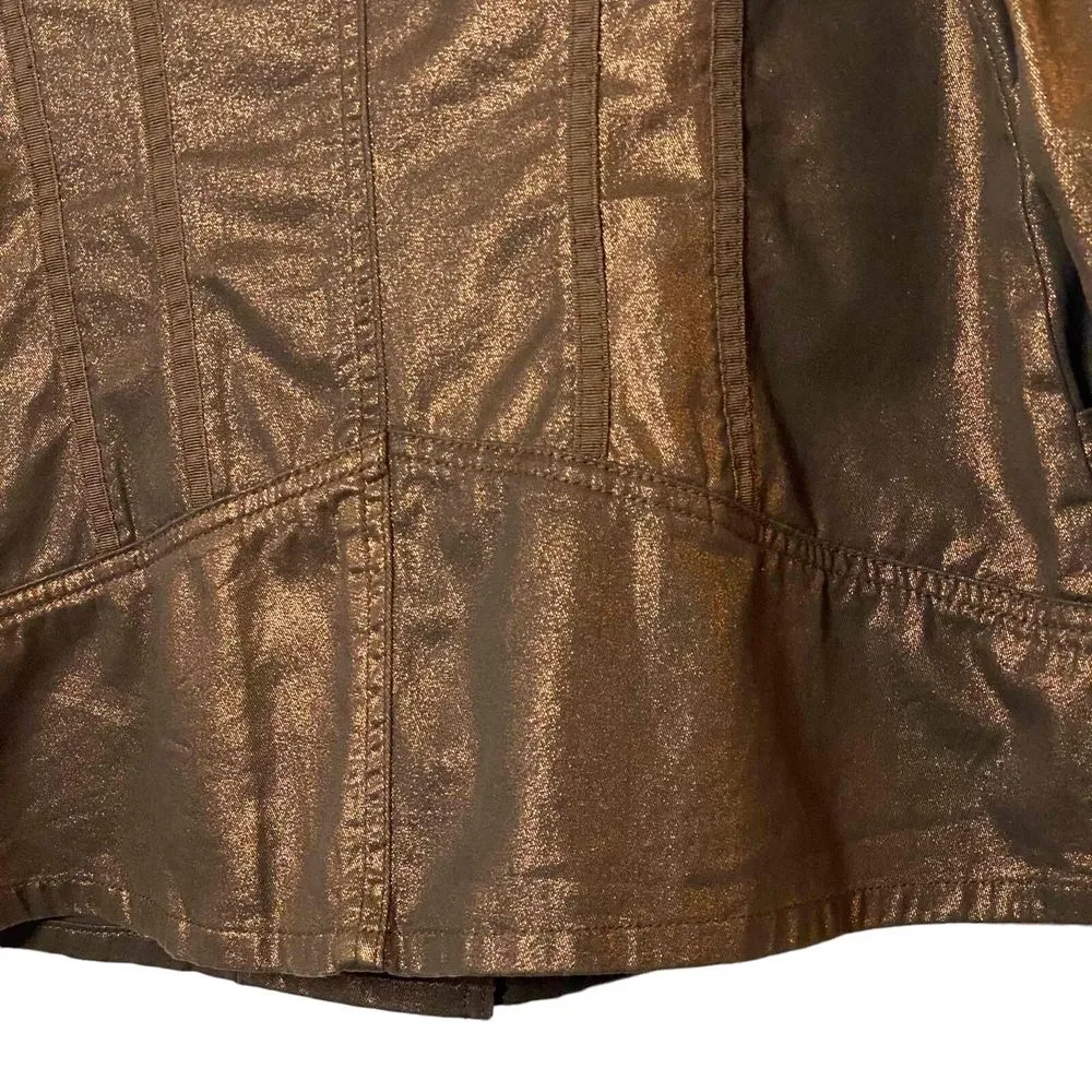 Coldwater Creek Jacket Womens 10 Petite Brown Bronze Metallic Pockets - Image 11