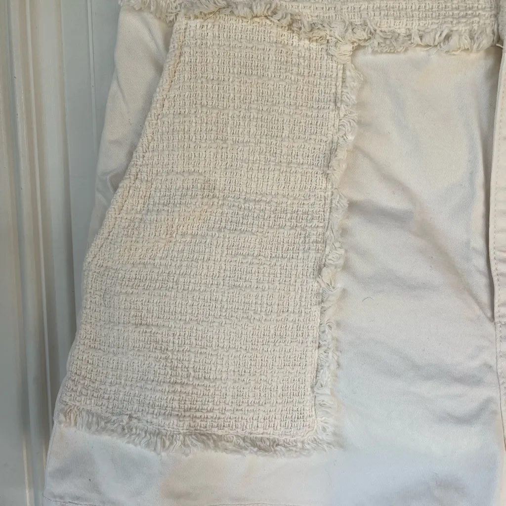 Cinq A Sept Gardenia Jones Frayed Tweed & Stretch Cotton shorts large off white - Image 3