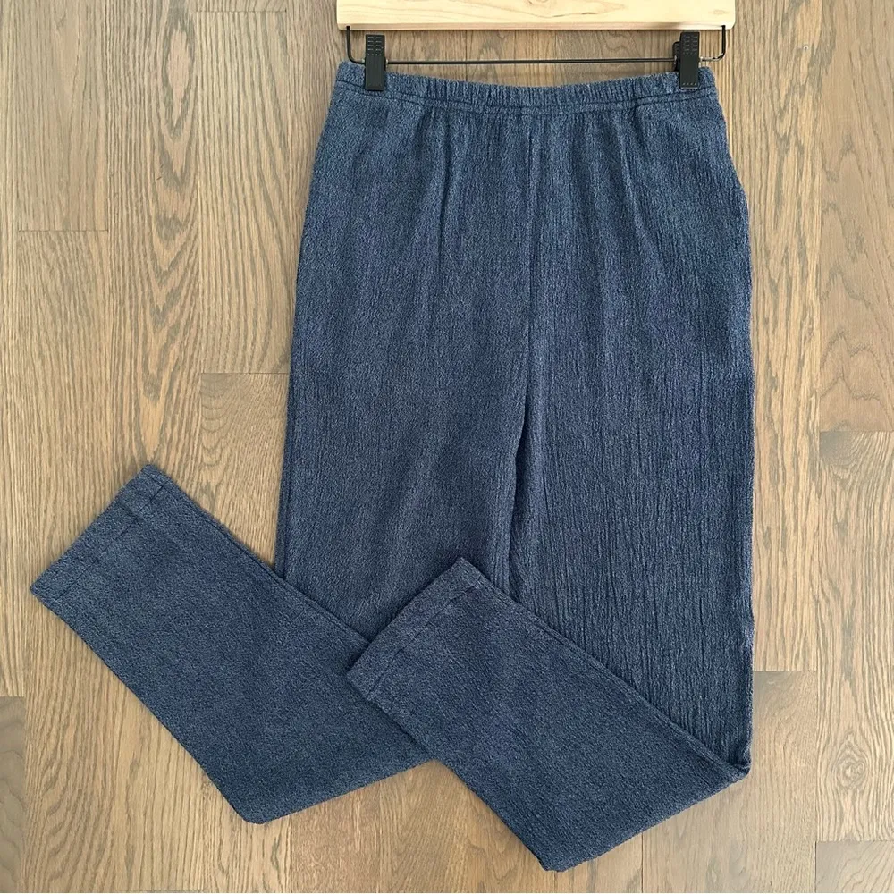 Vintage 90s Nino Wong California Crinkle Gauze Pants in Medium Blue Size Medium - Image 4