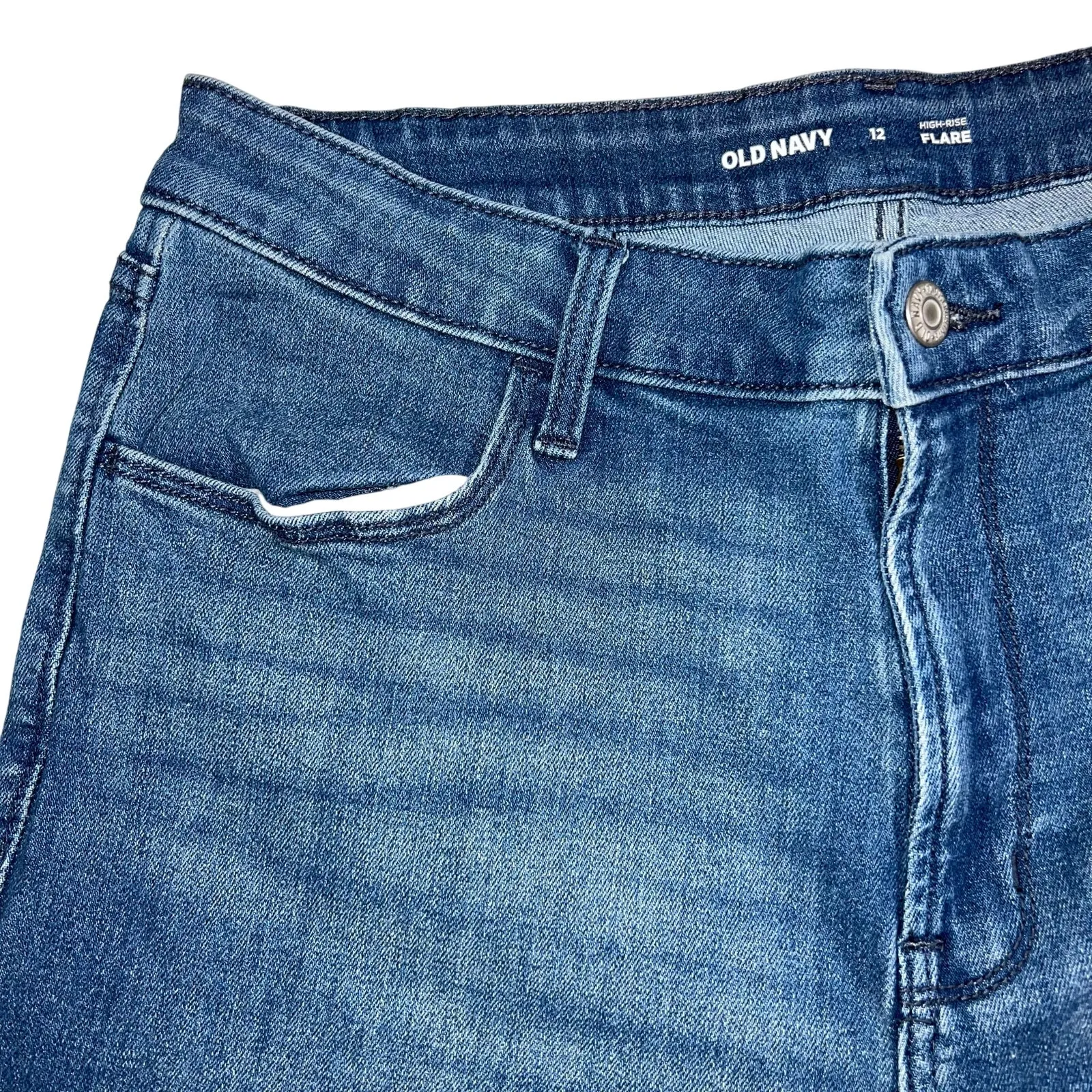 Old Navy Womens High Rise Flare Leg Denim Blue Jeans Dark Wash Size 12 - Image 3