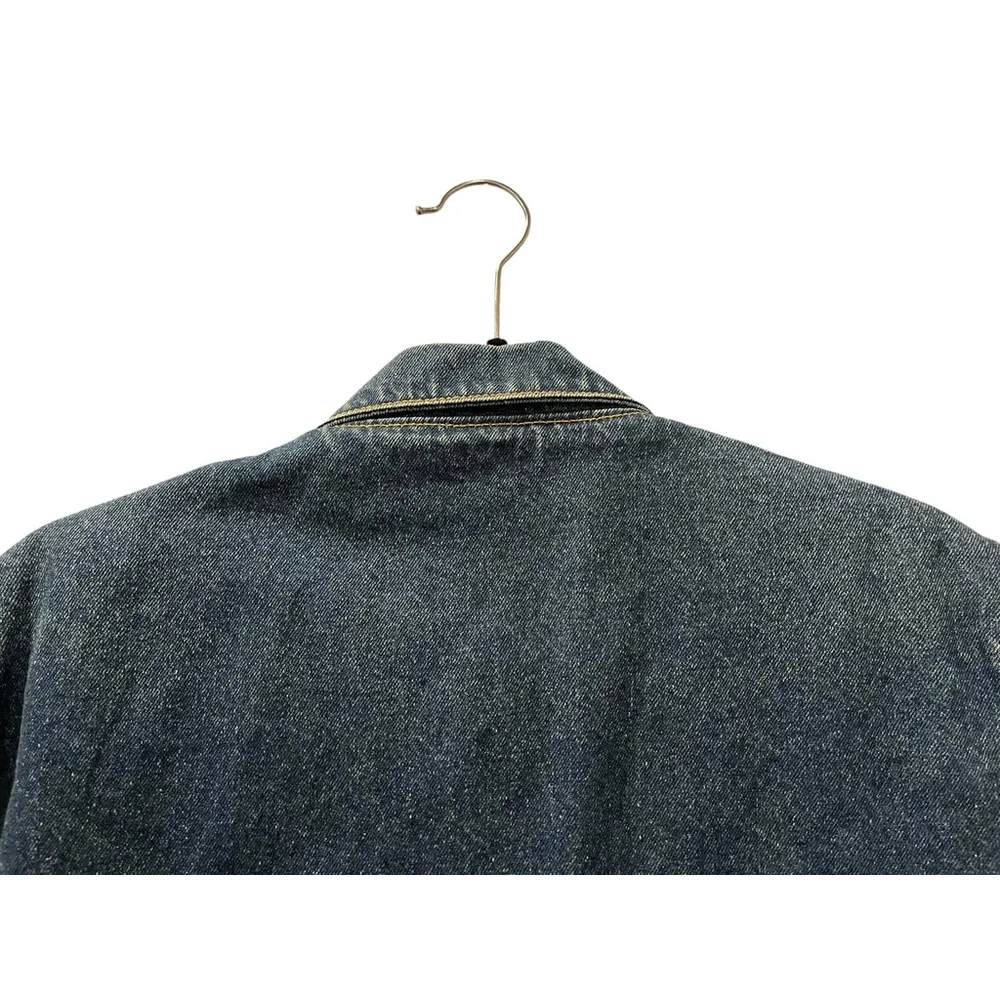 Vintage Gasoline Denim Western Jean Blazer Jacket Size Medium Trim Leather Blue - Image 8