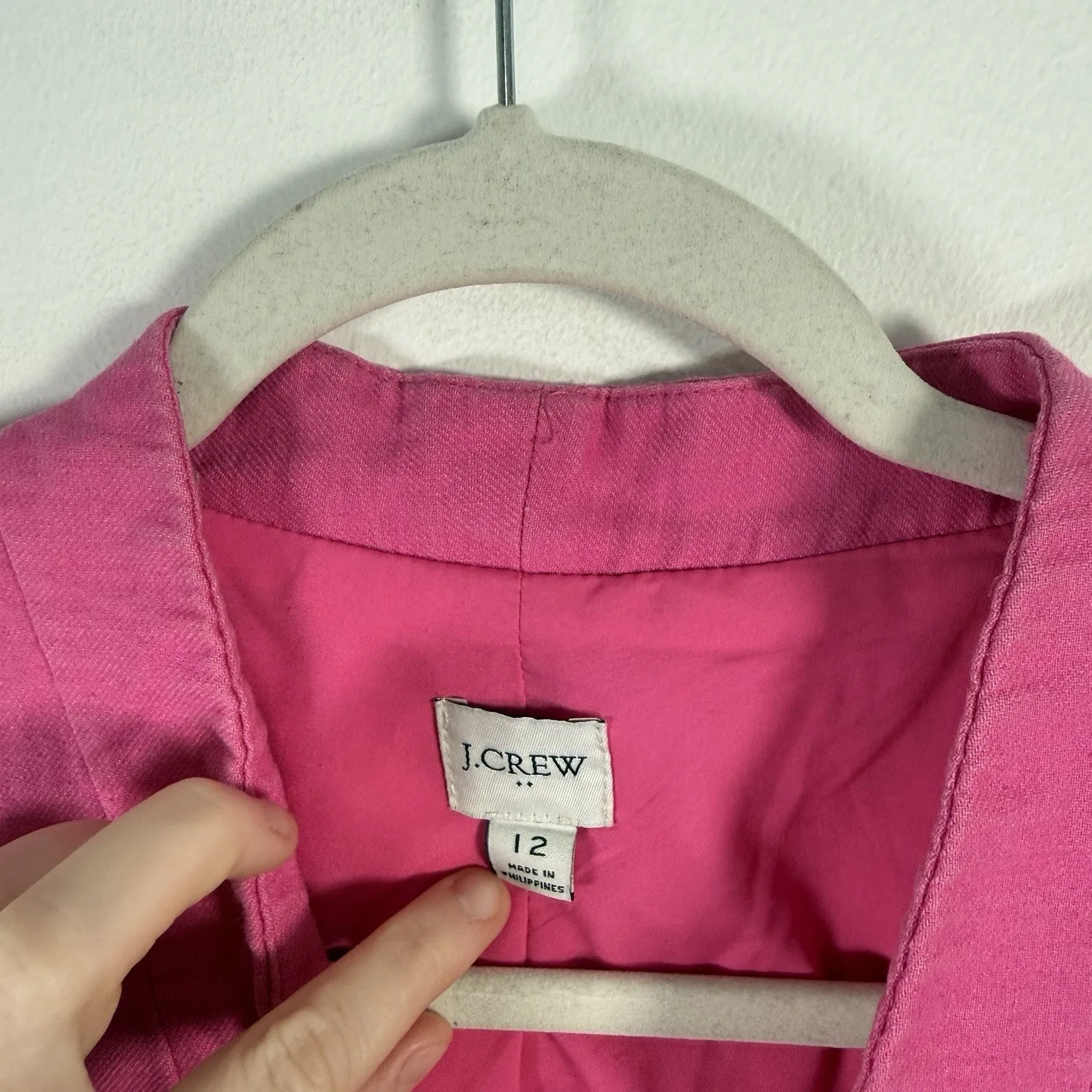 J Crew Broadway Blazer Hot Pink Linen Blend Preppy Career Office Womens 12 - Image 4