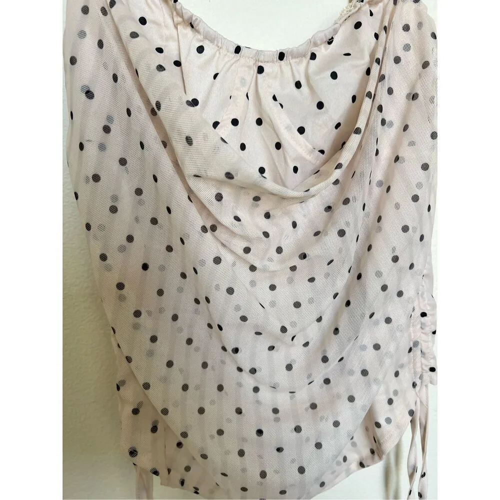 CREAM POLKA DOT RUCHED corset COWL CAMI zip tank top prettYLITTLEthing NWT 6 S - Image 5