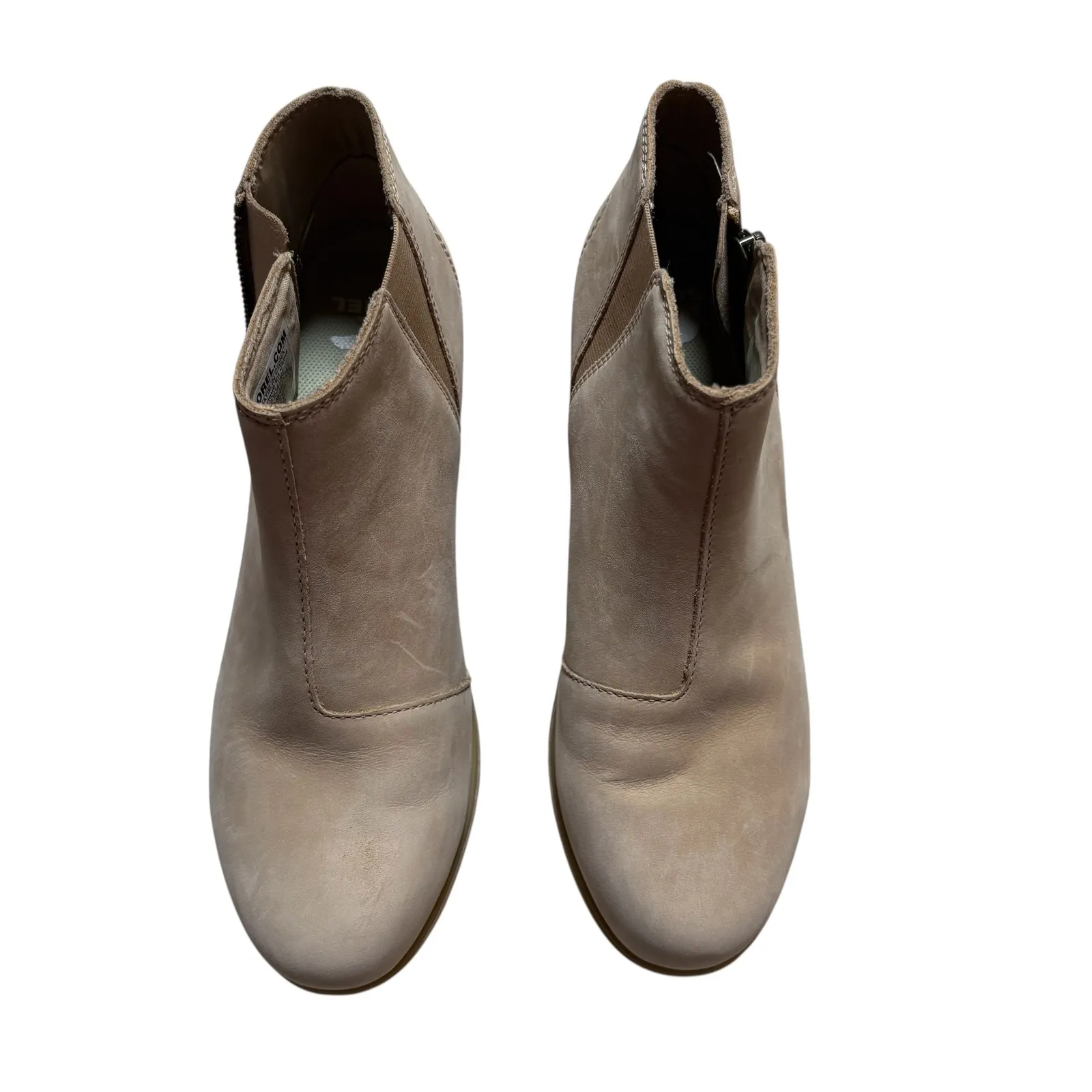 Sorel Joan Uptown Zip Waterproof Leather Booties Women's 8.5 Taupe EUC - Image 3