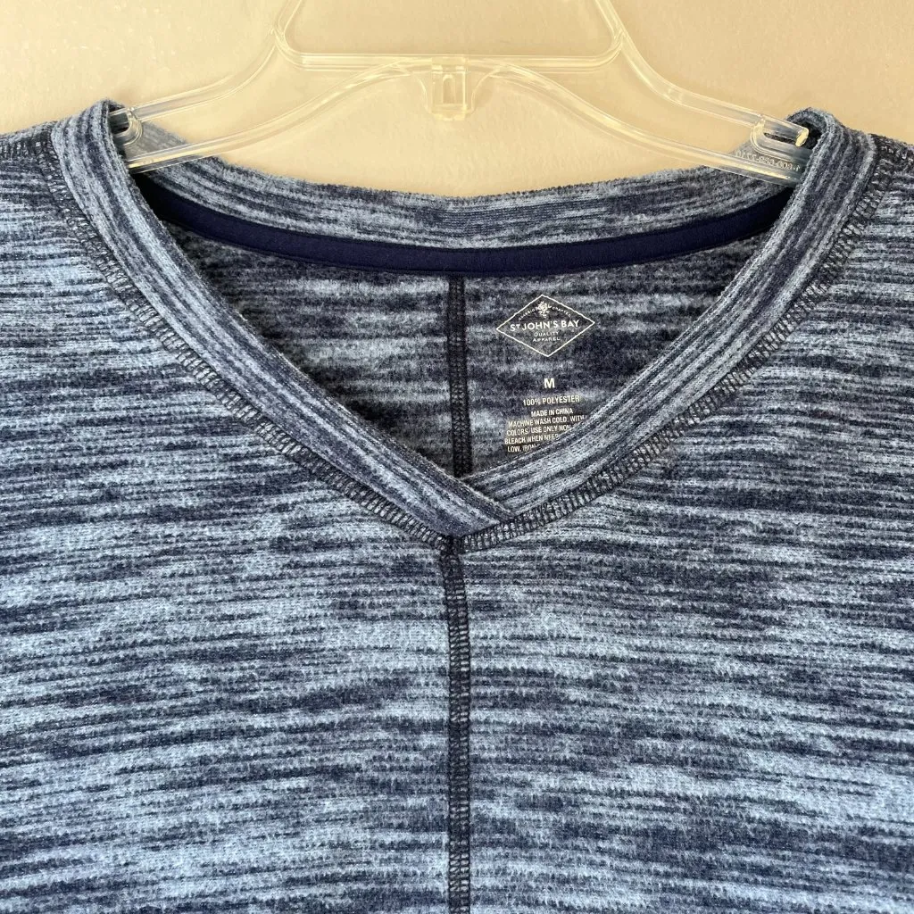 St. Johns Bay Sz M Blue V Neck Polar Fleece Long Sleeve Pullover Sweatshirt - Image 3