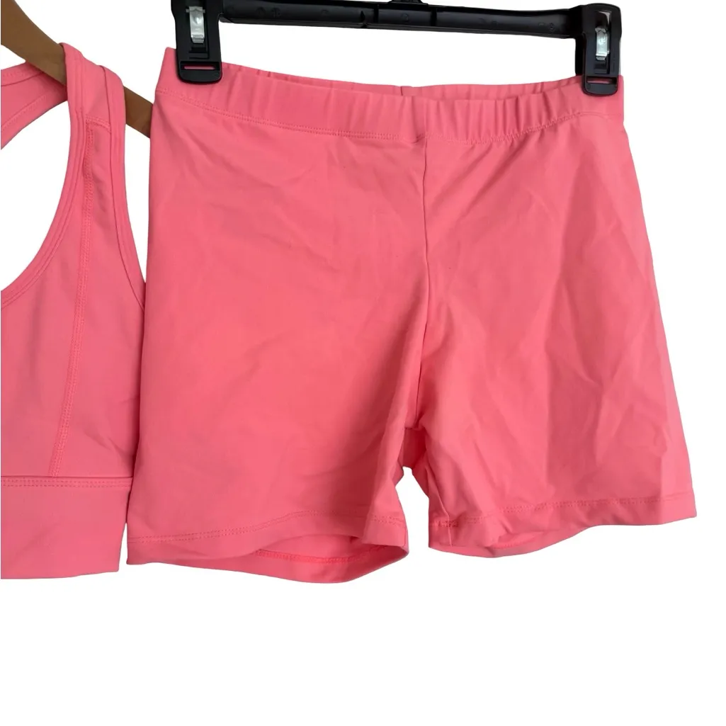 Saski Pink Bike Shorts and Sports Bra Two Piece Set Size Small S Pink - Image 3