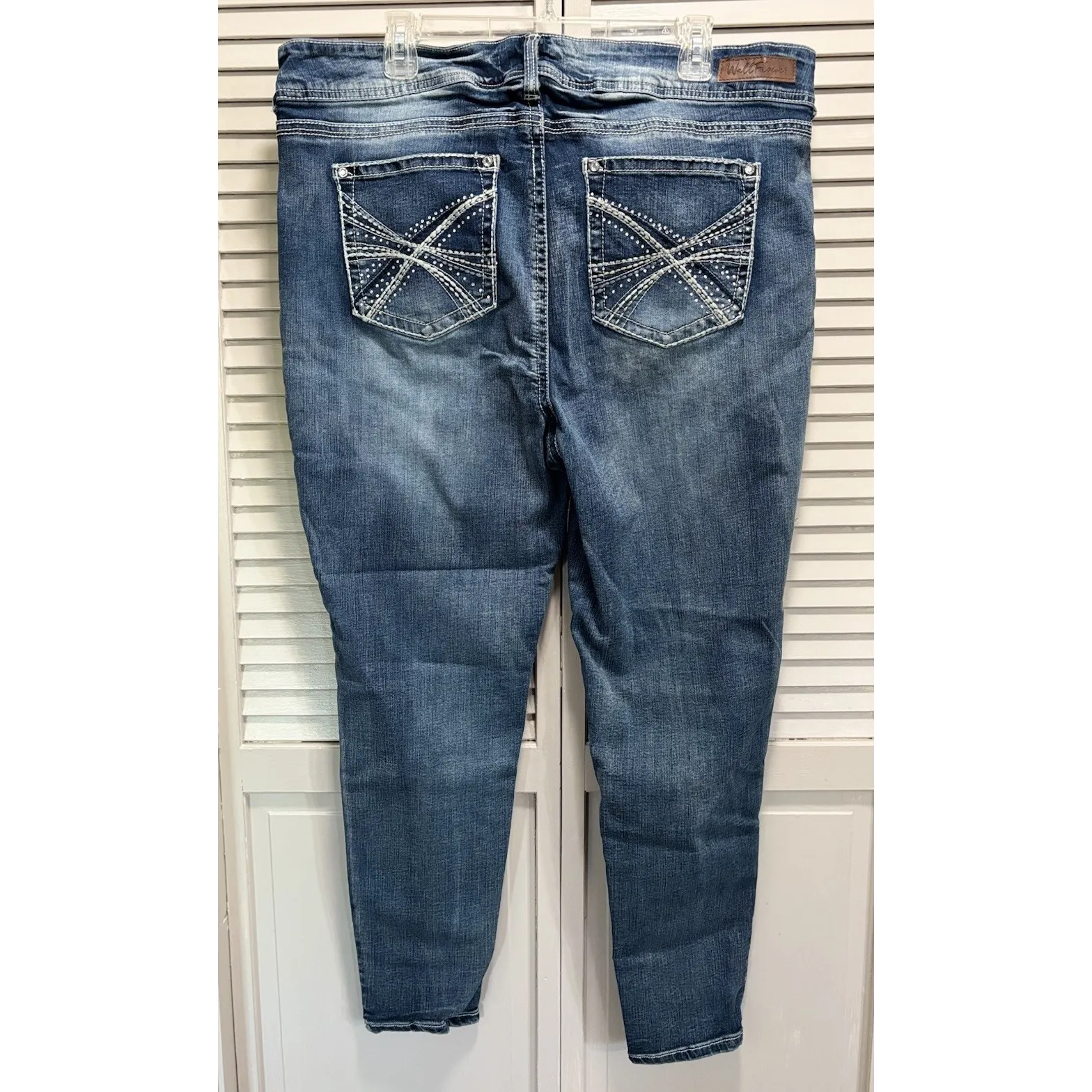 Wallflower Luscious Curvy Skinny High Rise Denim Jeans Size 22 Embroidered‎ Gems Blue - Image 4