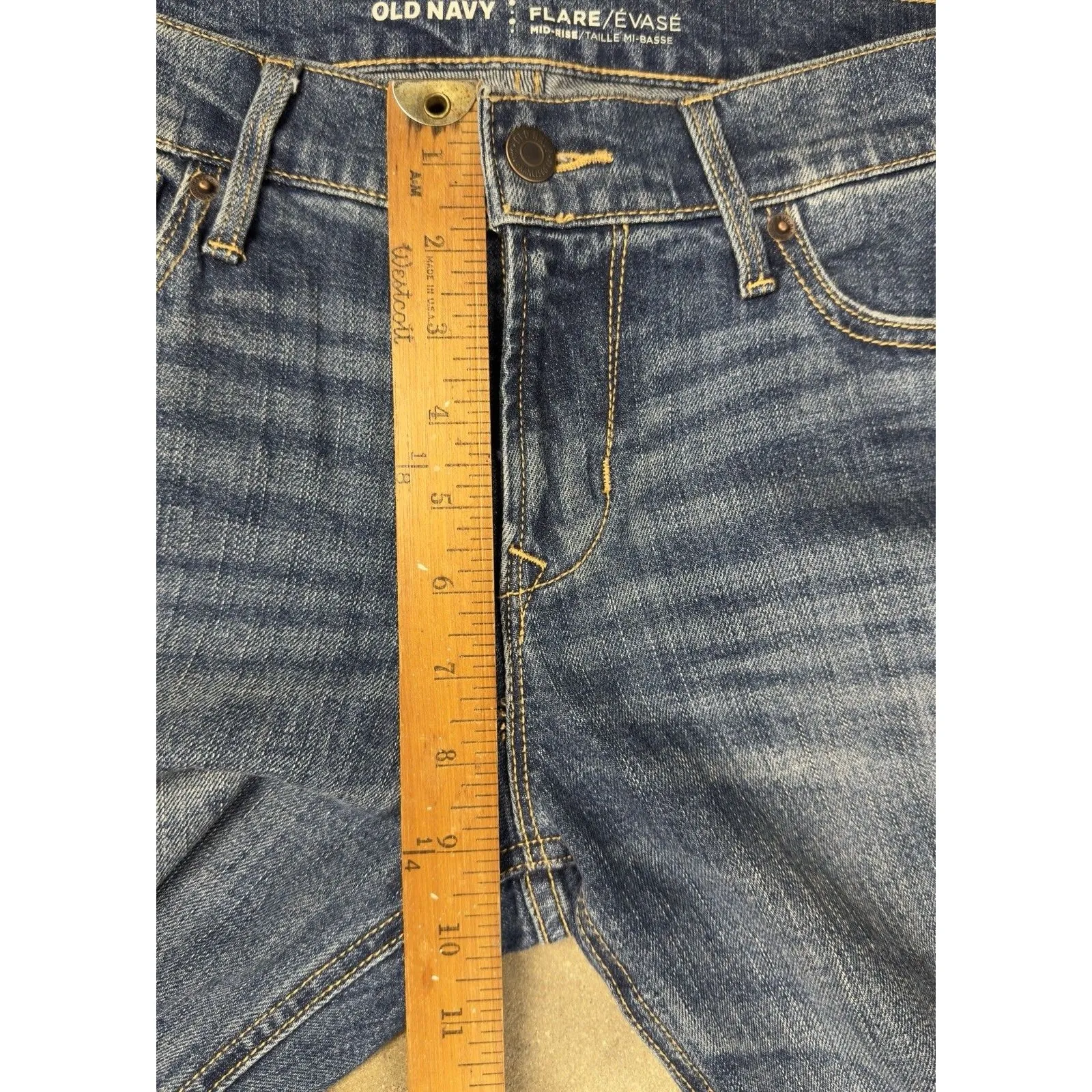 Old Navy Women’s Flare Jeans Size 2 Mid Rise Stretch Blue Raw Hem 25.5” Inseam‎ - Image 10