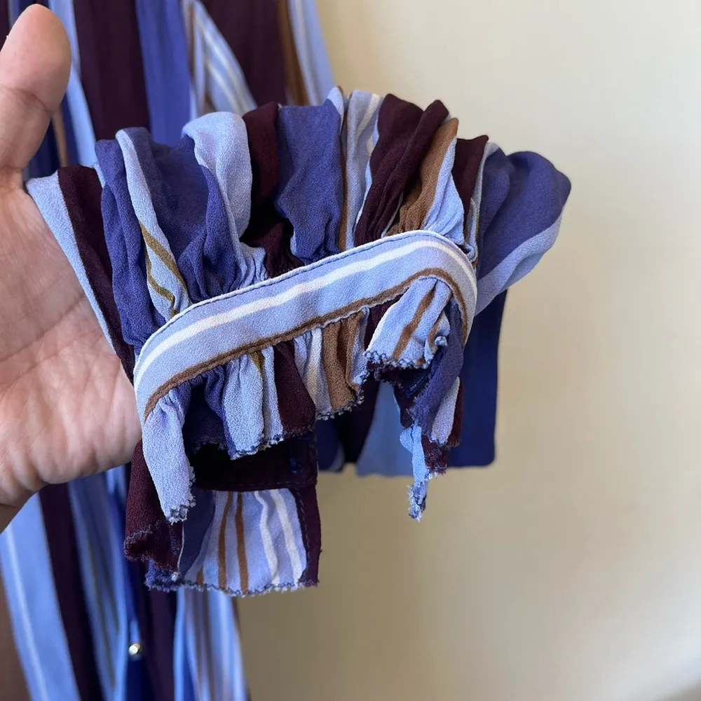 Banana Republic purple brown striped balloon sleeve top - Image 3