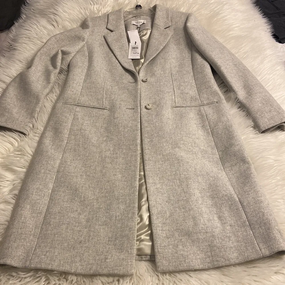 REISS Light grey mid length coat size 10 length 42” bust 38”sleeve from top 25” - Image 16