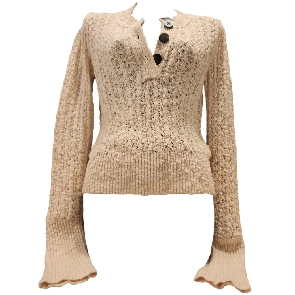 Free People Beige Knit Sweater Size Small - Image 2