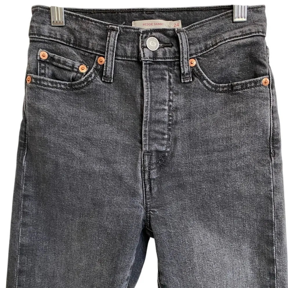 Levi's Wedgie Skinny Jeans‎ Black Wash 24 X 26 - Image 8