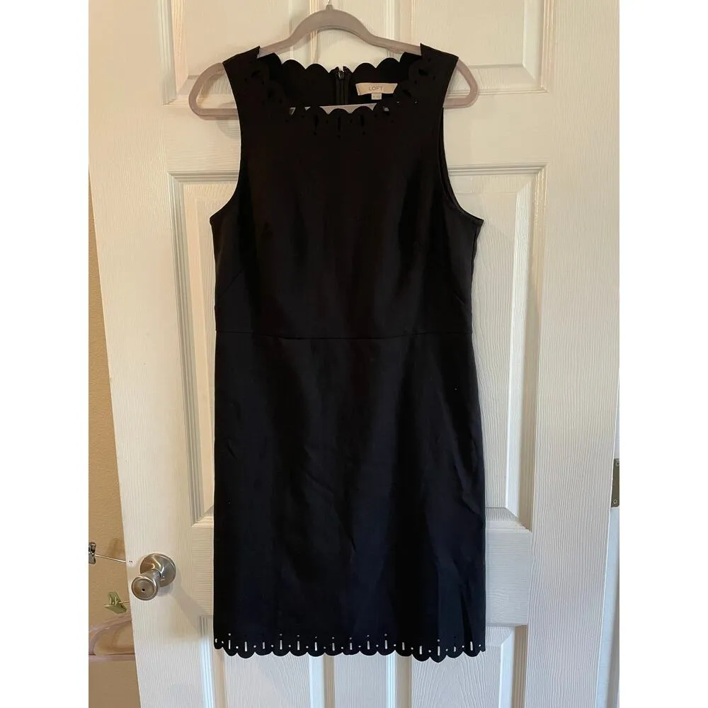LOFT ANN TAYLOR Sleeveless eyelet collar & hem elegant beautiful Dress Sz 12. - Image 4