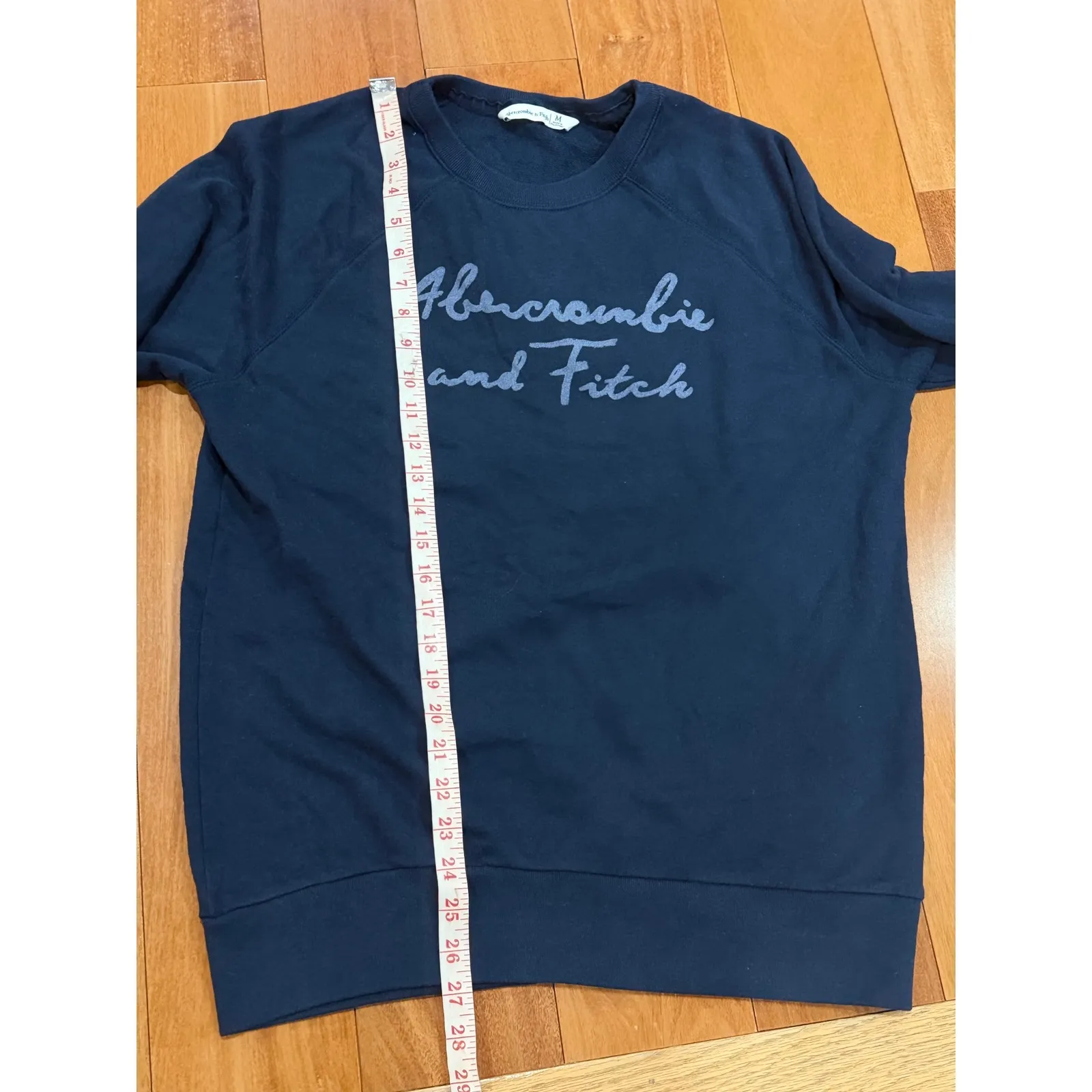 Abercrombie and Fitch Navy Blue Graphic Sweatshirt Womens Size Medium - Image 6