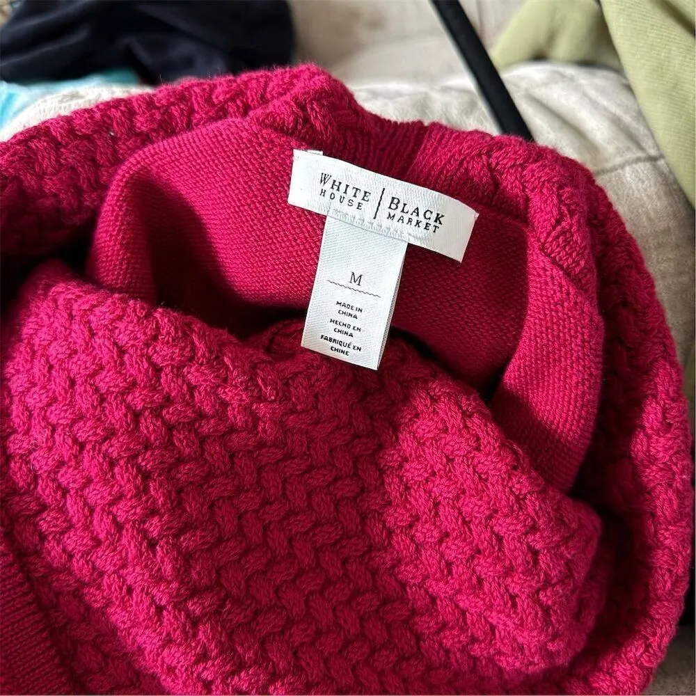 White House Black Market Women's Cowl Neck Sweater Raspberry Pink Red Size M - Image 10