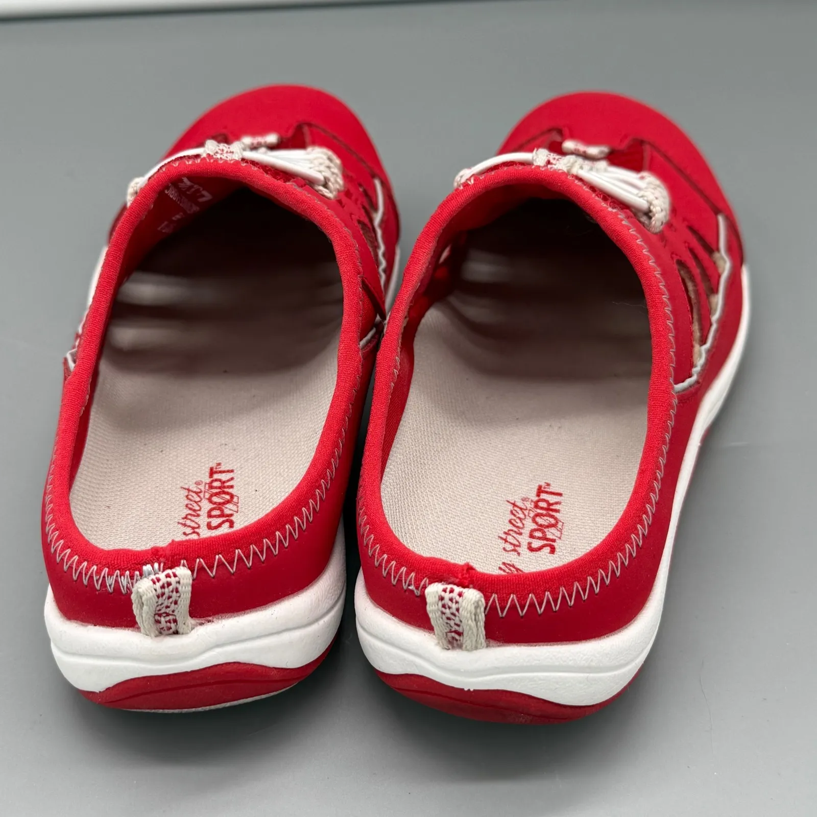 Easy Street Sport Red Slip On Mules Women Size 6.5 M Comfort Mesh Athletic Shoes - Image 2
