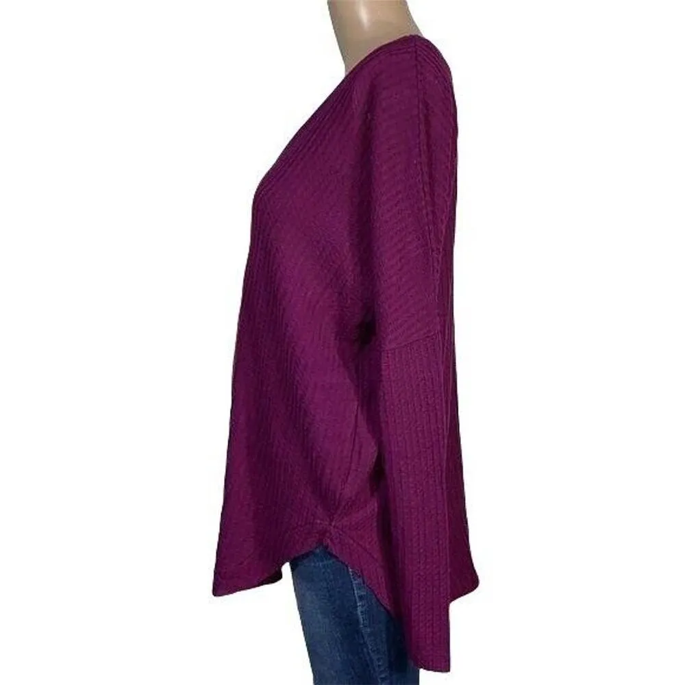 Maurices Womens Cardigan Sweater Waffle Knit Oversized Button Down Plum Purple - Image 6