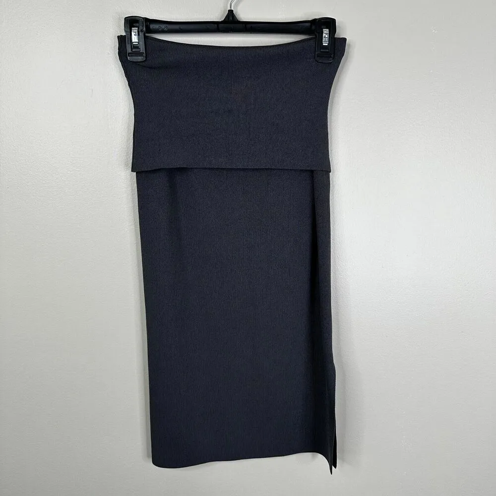 MM. LAFLEUR Skirt Size Small Harlem 2.0 Stretch Knit Foldover Waist Gray - Image 3