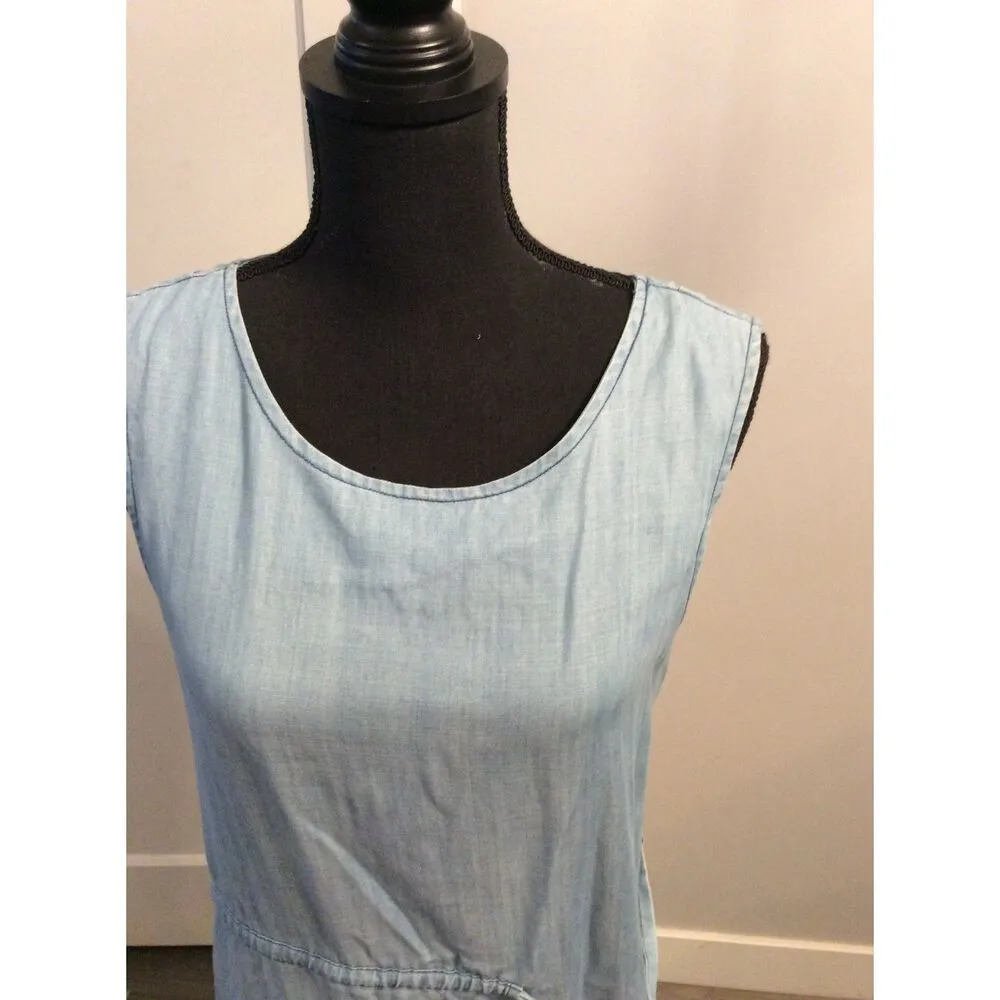 Soft Denim Sleeveless Dress Waist tie Womens Size Small - Image 3