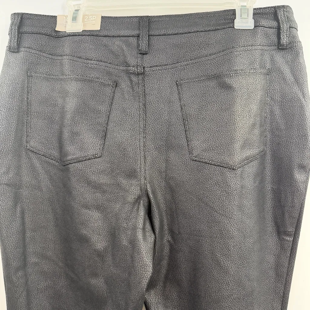 Chico's black faux suede slim leg pants faux reptile skin print women's 14P NWT - Image 4