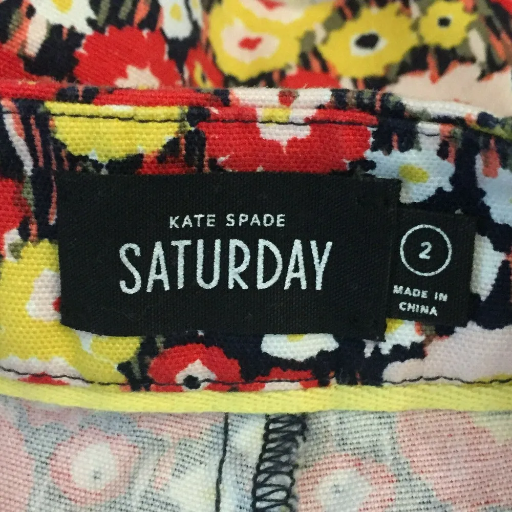Kate Spade Saturday Floral Red Yellow Women's Shorts Size 2 - Image 6