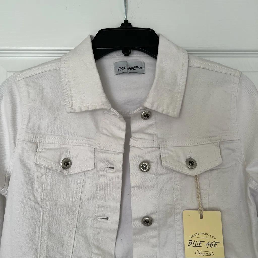 BLUE AGE white denim jacket cotton NWT size Small - Image 2