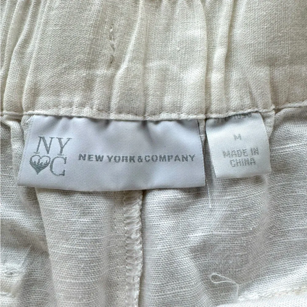 NY & Company White Linen Cotton Drawstring Beach Shorts Size Medium - Image 5